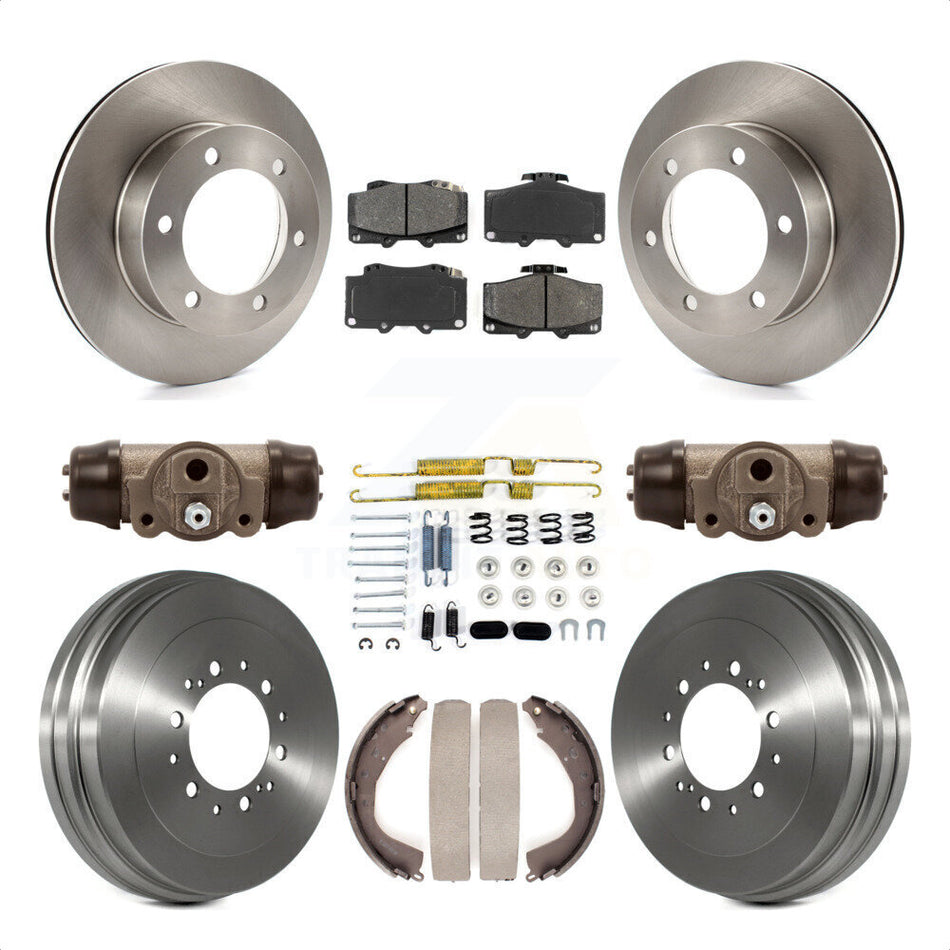 Front Rear Disc Brake Rotors Semi-Metallic Pads And Drum Kit (9Pc) For 2004 Toyota Tacoma 4WD With 6 Lug Wheels 297mm Diameter Rotor K8S-102620 by Transit Auto