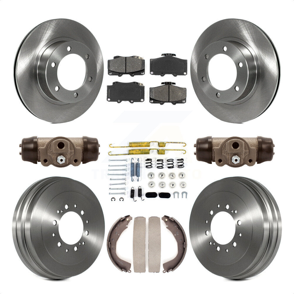 Front Rear Disc Brake Rotors Semi-Metallic Pads And Drum Kit (9Pc) For 2004 Toyota Tacoma 4WD With 6 Lug Wheels 319mm Diameter Rotor K8S-102623 by Transit Auto