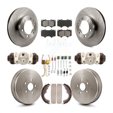 Front Rear Disc Brake Rotors Semi-Metallic Pads And Drum Kit (9Pc) For 2015 Toyota Tacoma Base with RWD 2.7L With 6 Lug Wheels K8S-102632 by Transit Auto