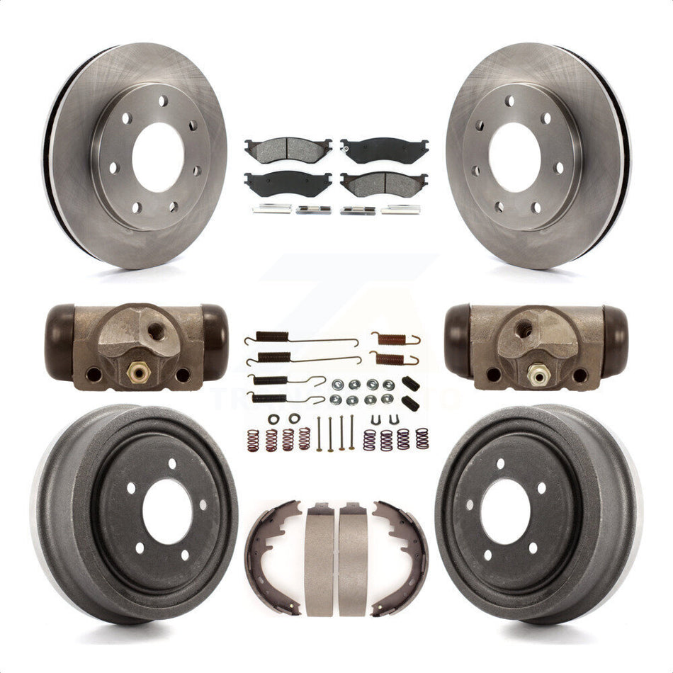 Front Rear Disc Brake Rotors Semi-Metallic Pads And Drum Kit (9Pc) For 1999 Ford F-150 4WD With 7 Lug Wheels K8S-102635 by Transit Auto