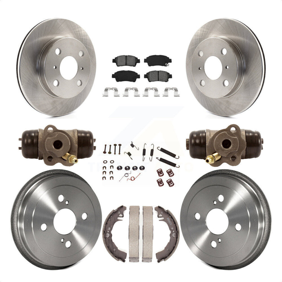 Front Rear Disc Brake Rotors Semi-Metallic Pads And Drum Kit (9Pc) For 2000 Toyota Echo To 08 00 K8S-102661 by Transit Auto