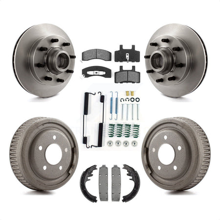 Front Rear Disc Brake Rotors Hub Assembly Semi-Metallic Pads And Drum Kit (7Pc) For 1998-1999 Chevrolet C1500 Suburban DIESEL engine With 10" Diameter K8S-102834 by Transit Auto