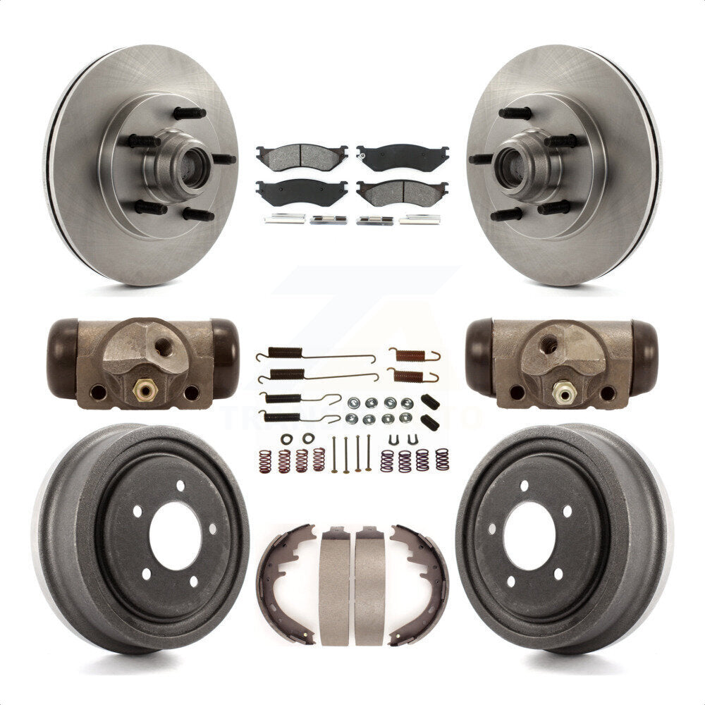 Front Rear Disc Brake Rotors Semi-Metallic Pads And Drum Kit (9Pc) For 1999 Ford F-150 RWD With 5 Lug Wheels 14mm Wheel Lugs K8S-103161 by Transit Auto