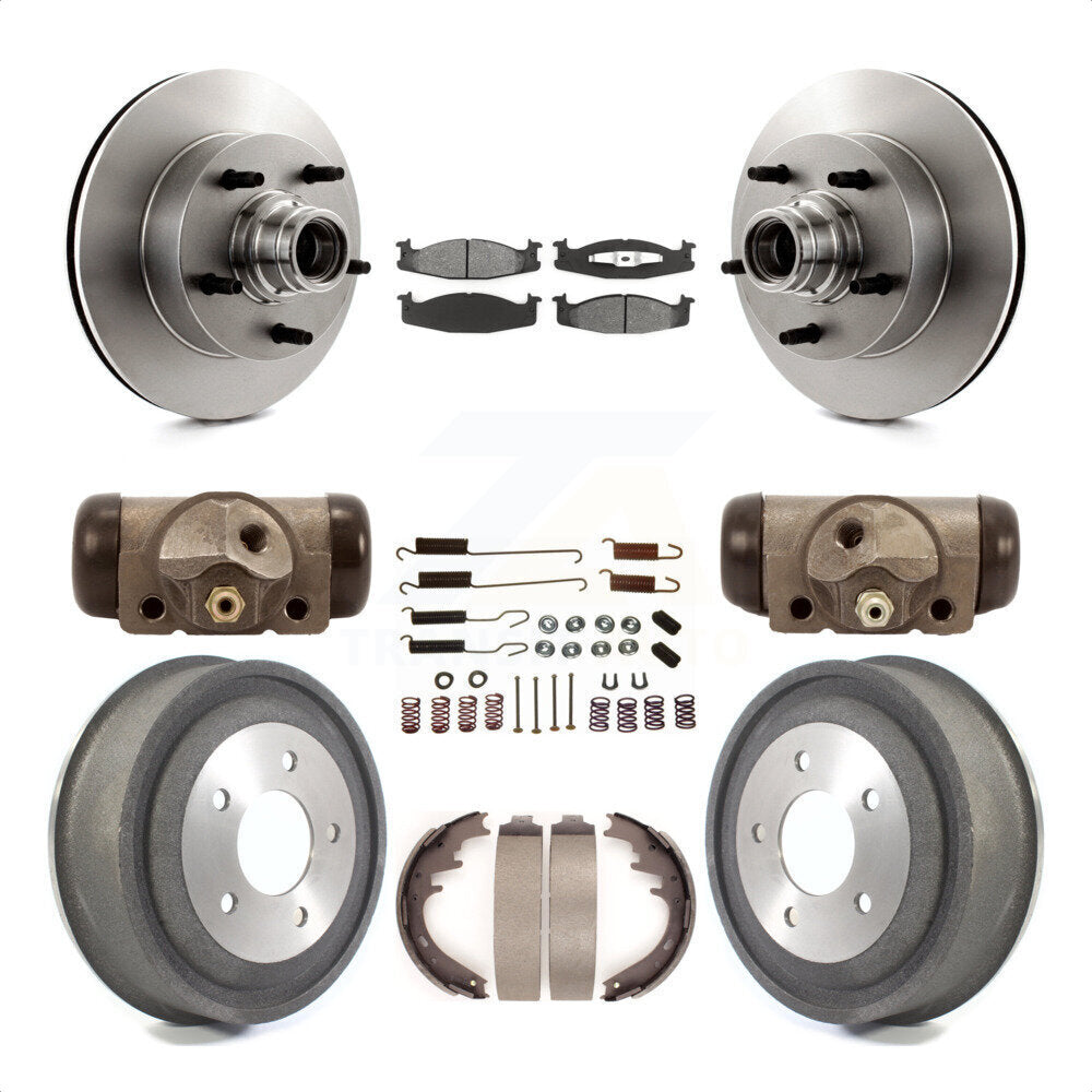 Front Rear Disc Brake Rotors Semi-Metallic Pads And Drum Kit (9Pc) For Ford E-150 Econoline Club Wagon K8S-103164 by Transit Auto