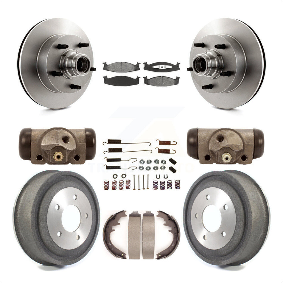 Front Rear Disc Brake Rotors Semi-Metallic Pads And Drum Kit (9Pc) For Ford E-150 Econoline Club Wagon K8S-103164 by Transit Auto