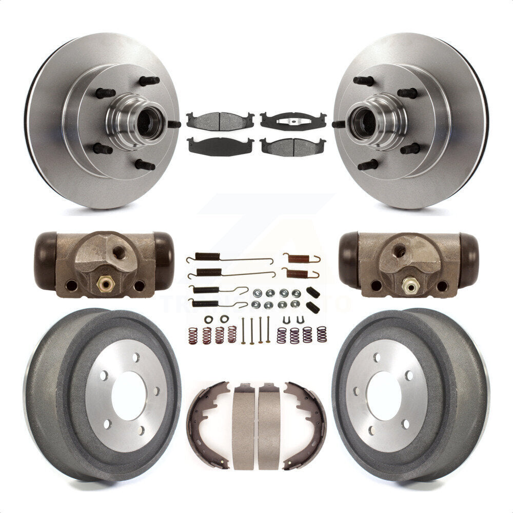 Front Rear Disc Brake Rotors Semi-Metallic Pads And Drum Kit (9Pc) For 2000-2001 Ford E-150 Econoline 2-Wheel ABS K8S-103166 by Transit Auto