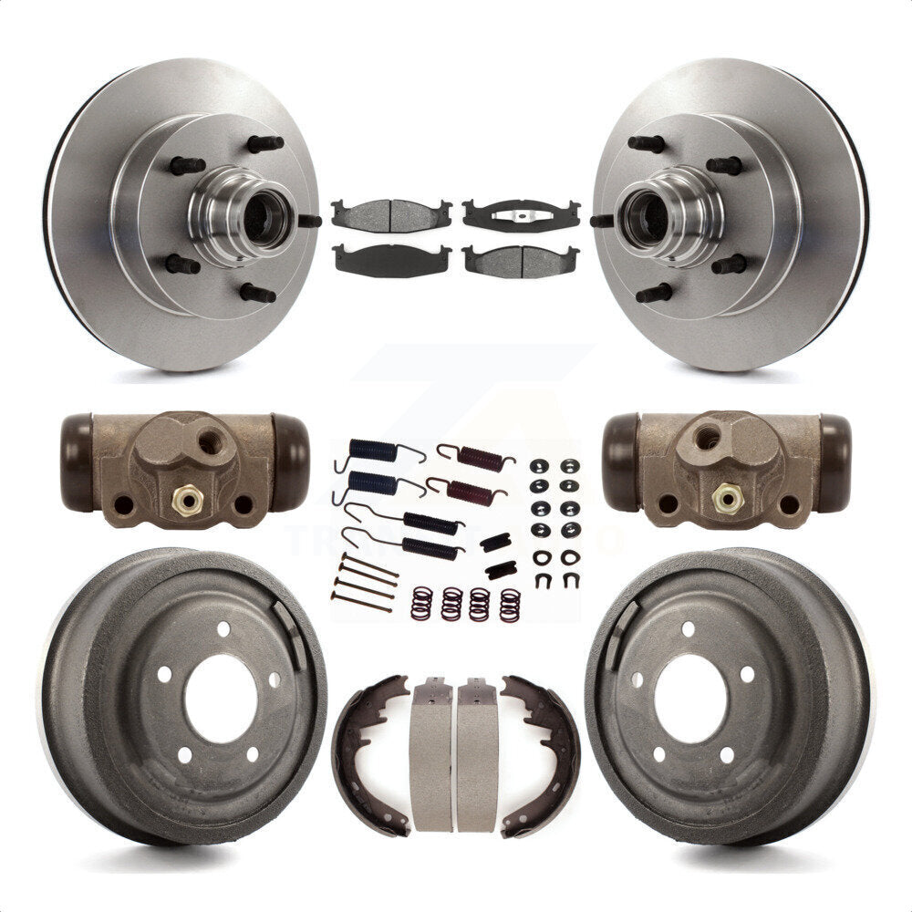 Front Rear Disc Brake Rotors Semi-Metallic Pads And Drum Kit (9Pc) For Ford F-150 E-150 Econoline 15/16" Bore K8S-103169 by Transit Auto