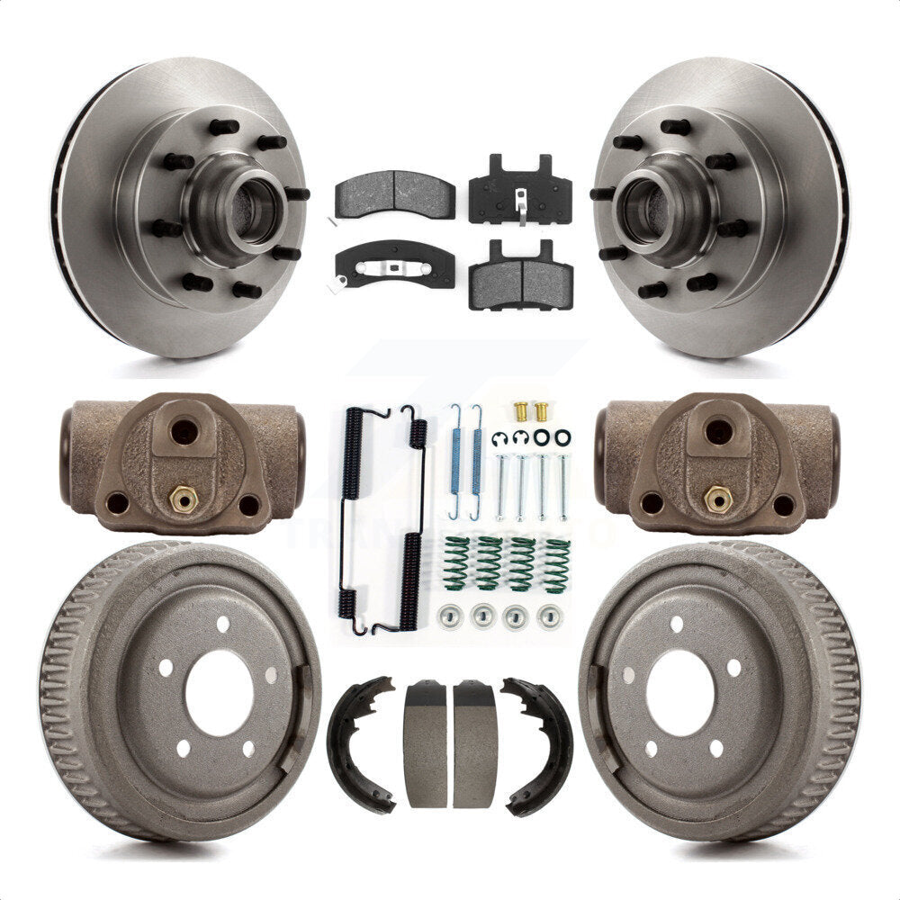 Front Rear Disc Brake Rotors Semi-Metallic Pads And Drum Kit (9Pc) For 1997 Chevrolet C1500 Suburban DIESEL engine With 10" Diameter K8S-103183 by Transit Auto