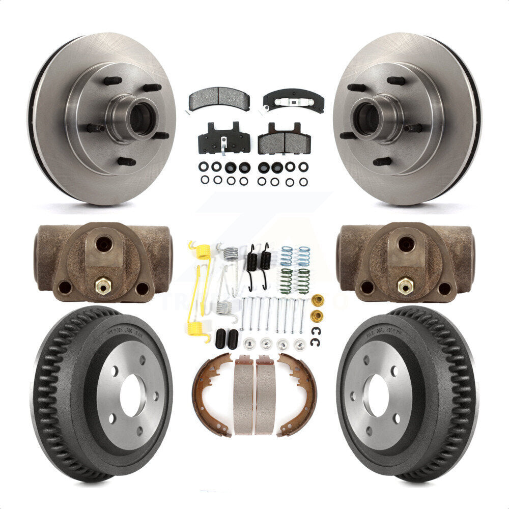 Front Rear Disc Brake Rotors Semi-Metallic Pads And Drum Kit (9Pc) For 1994-1999 Dodge Ram 1500 RWD K8S-103186 by Transit Auto