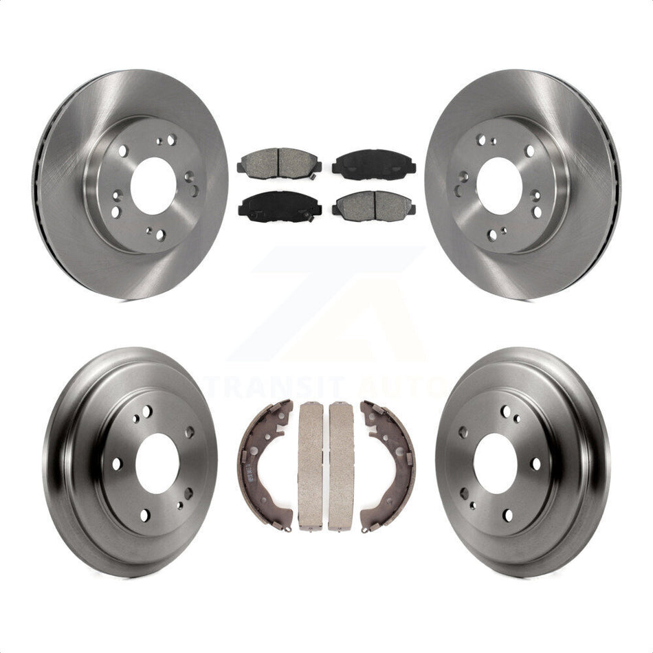 Front Rear Disc Brake Rotors Semi-Metallic Pads And Drum Kit For Honda Civic K8S-103243 by Transit Auto