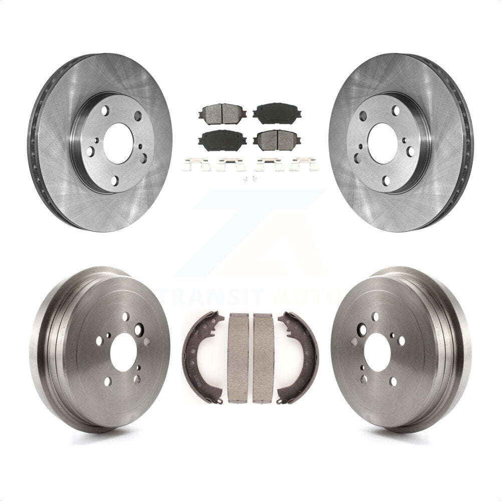 Front Rear Disc Brake Rotors Semi-Metallic Pads And Drum Kit For 2005-2006 Toyota Camry Base LE Vehicles Manufactured In Japan K8S-103329 by Transit Auto