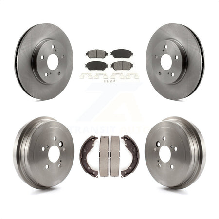 Front Rear Disc Brake Rotors Semi-Metallic Pads And Drum Kit For 2006 Toyota Camry SE XLE Vehicles Manufactured In USA K8S-103330 by Transit Auto