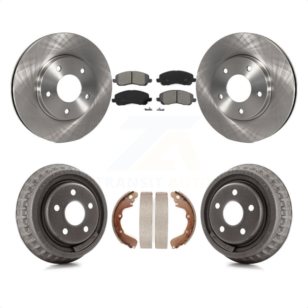 Front Rear Disc Brake Rotors Semi-Metallic Pads And Drum Kit For 2001 Dodge Stratus Coupe with rear brakes K8S-103369 by Transit Auto