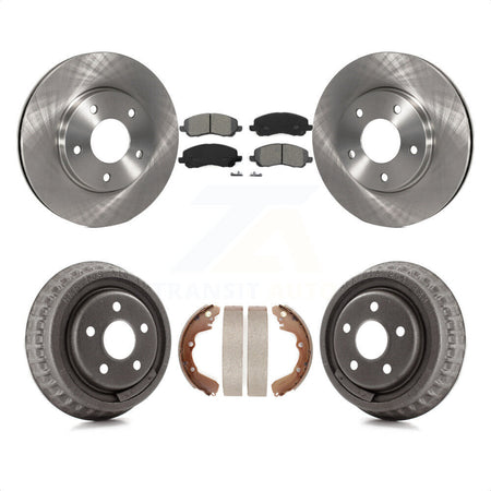 Front Rear Disc Brake Rotors Semi-Metallic Pads And Drum Kit For 2001 Dodge Stratus Coupe with rear brakes K8S-103369 by Transit Auto