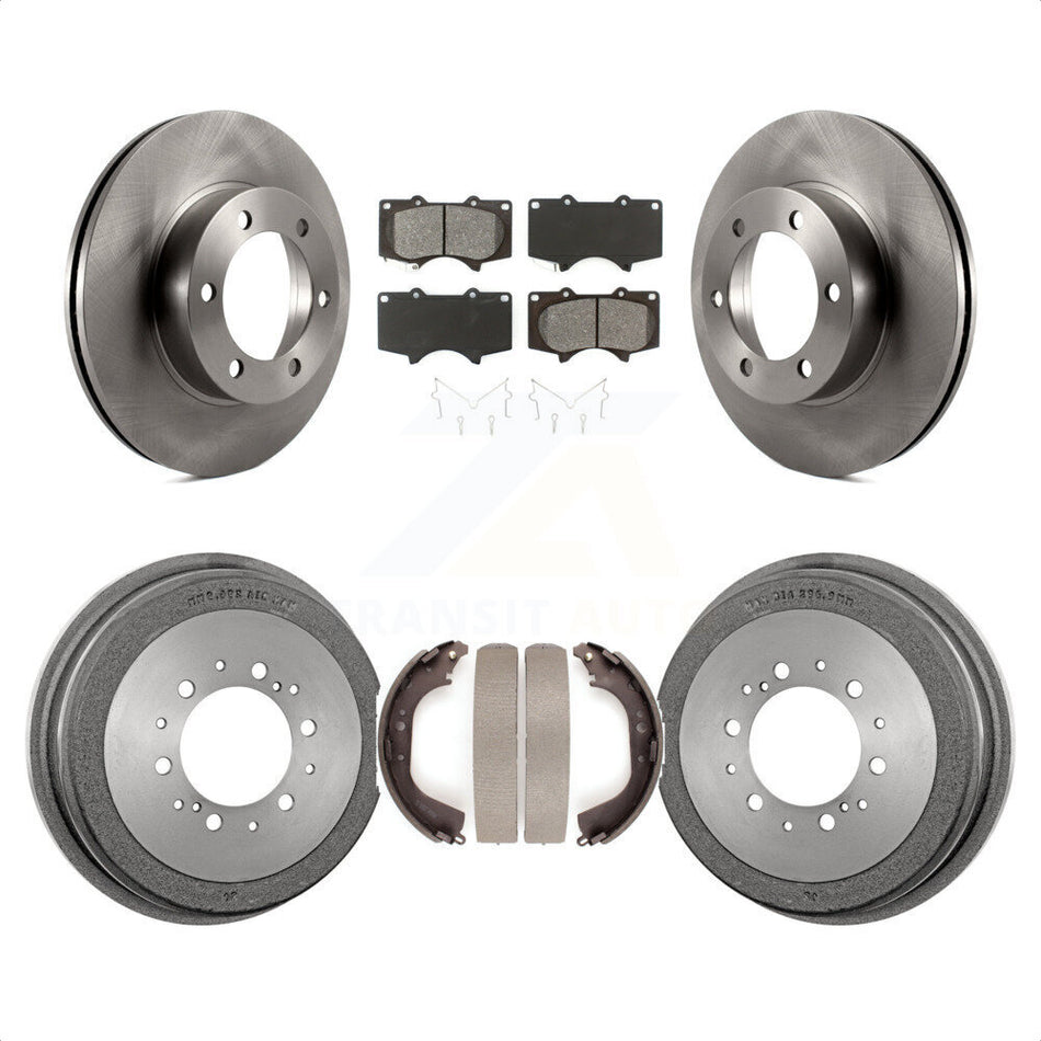 Front Rear Disc Brake Rotors Semi-Metallic Pads And Drum Kit For 2000-2002 Toyota Tundra 5.3" Plate Length K8S-103399 by Transit Auto