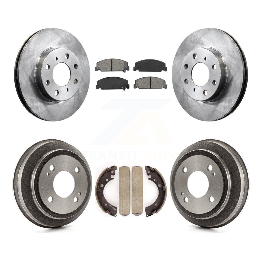 Front Rear Disc Brake Rotors Semi-Metallic Pads And Drum Kit For 1993-1995 Honda Civic DX with Coupe Manual transmission K8S-103403 by Transit Auto