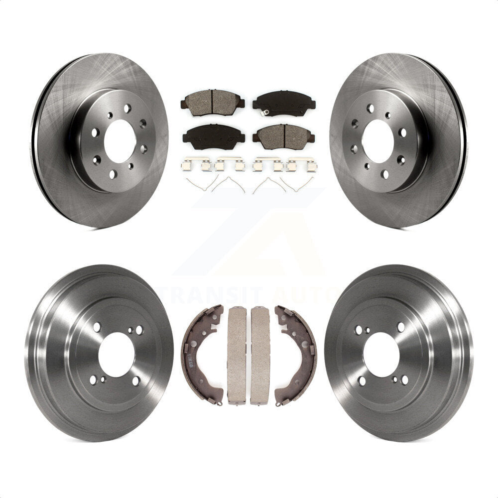 Front Rear Disc Brake Rotors Semi-Metallic Pads And Drum Kit For 2013 Honda Fit DX K8S-103445 by Transit Auto