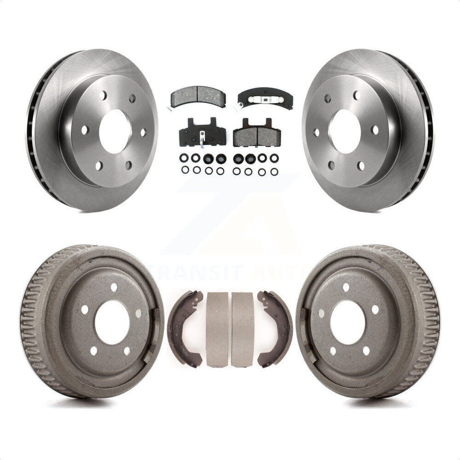 Front Rear Disc Brake Rotors Semi-Metallic Pads And Drum Kit For GMC Yukon 4WD With 10" Diameter 5 Lug Wheels K8S-103448 by Transit Auto