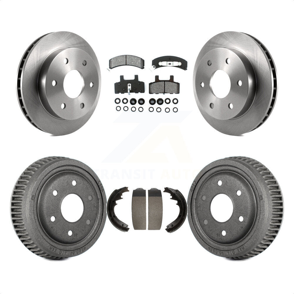 Front Rear Disc Brake Rotors Semi-Metallic Pads And Drum Kit For 1995-1997 GMC Yukon 2 doors with 4WD GAS engine With 11" Diameter K8S-103451 by Transit Auto