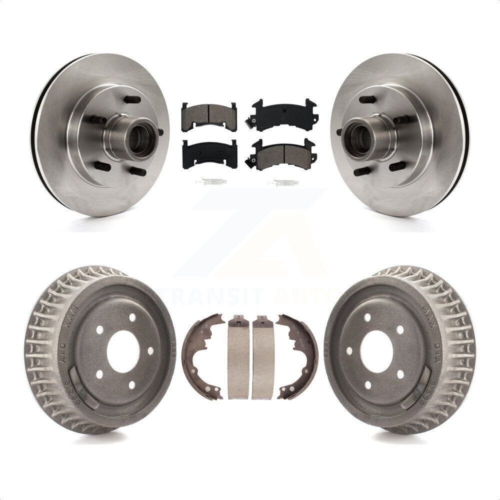 Front Rear Disc Brake Rotors Hub Assembly Semi-Metallic Pads And Drum Kit For Chevrolet S10 GMC Sonoma Blazer Jimmy Isuzu Hombre K8S-103487 by Transit Auto