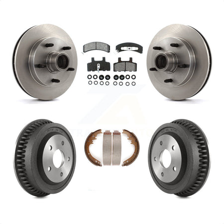 Front Rear Disc Brake Rotors Hub Assembly Semi-Metallic Pads And Drum Kit For 1994-1999 Dodge Ram 1500 RWD K8S-103491 by Transit Auto