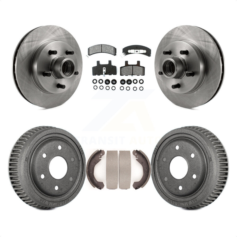 Front Rear Disc Brake Rotors Hub Assembly Semi-Metallic Pads And Drum Kit For GMC Yukon RWD With 10" Diameter 6 Lug Wheels K8S-103493 by Transit Auto