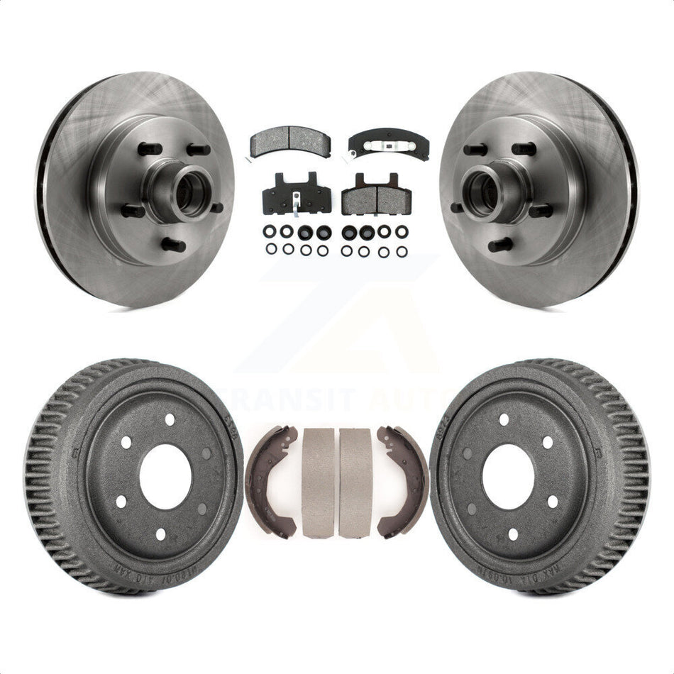 Front Rear Disc Brake Rotors Hub Assembly Semi-Metallic Pads And Drum Kit For GMC Yukon RWD With 10" Diameter 6 Lug Wheels K8S-103493 by Transit Auto