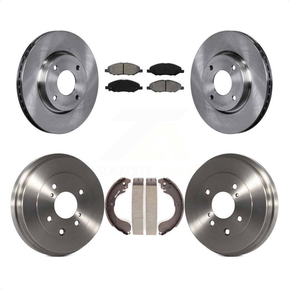 Front Rear Disc Brake Rotors Semi-Metallic Pads And Drum Kit For 2008 Nissan Versa 4-Wheel ABS K8S-103586 by Transit Auto