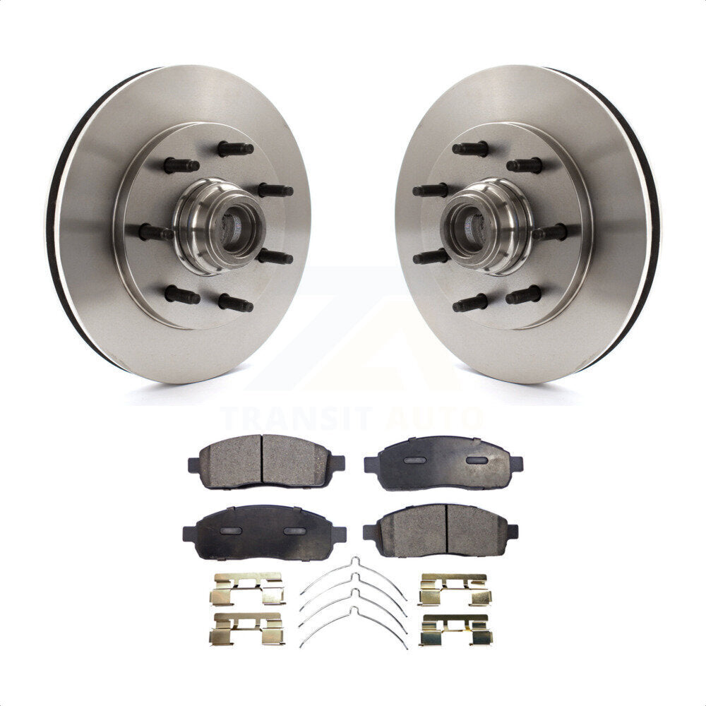 Front Disc Brake Rotors Hub Assembly And Ceramic Pads Kit For 2004 Ford F-150 RWD With 7 Lug Wheels 11th Digit Of Vin Is C K8T-100730 by Transit Auto