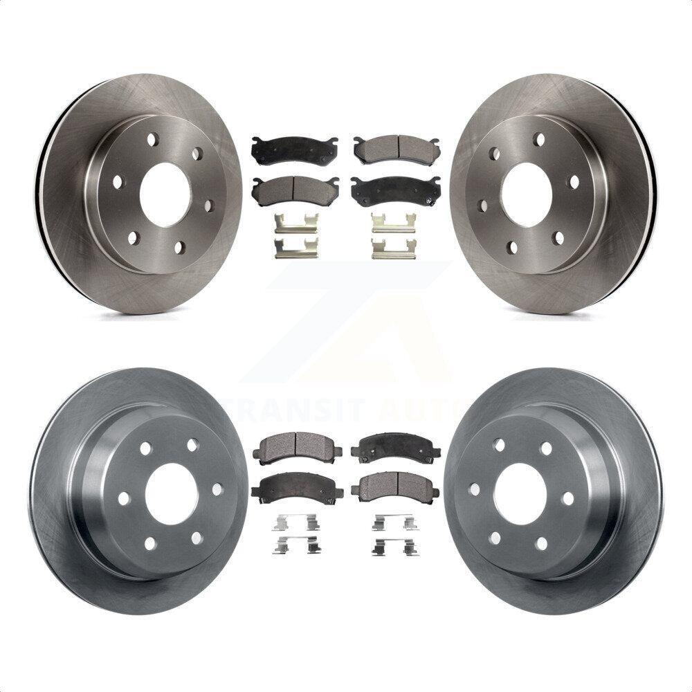 Front Rear Disc Brake Rotors And Ceramic Pads Kit For 2002 Chevrolet Avalanche 1500 With Single Piston Caliper 325mm Diameter Rotor K8T-100779 by Transit Auto