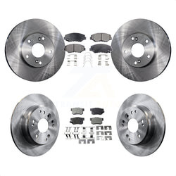 Front Rear Disc Brake Rotors And Ceramic Pads Kit For 2003-2011 Honda Element K8T-101137