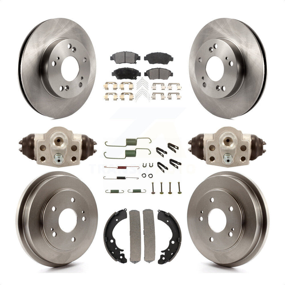 Front Rear Disc Brake Rotors Ceramic Pads And Drum Kit (9Pc) For Honda Civic K8T-102333 by Transit Auto