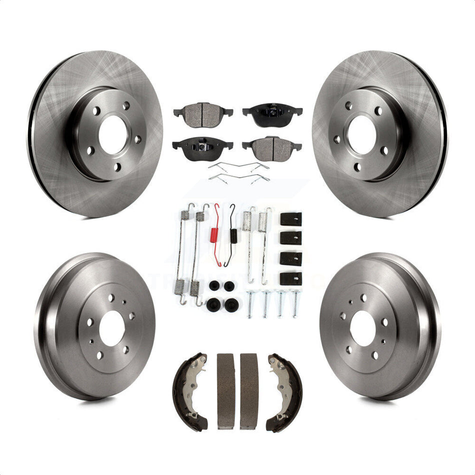 Front Rear Disc Brake Rotors Ceramic Pads And Drum Kit (7Pc) For Ford Focus FMSI=1004 K8T-102397 by Transit Auto