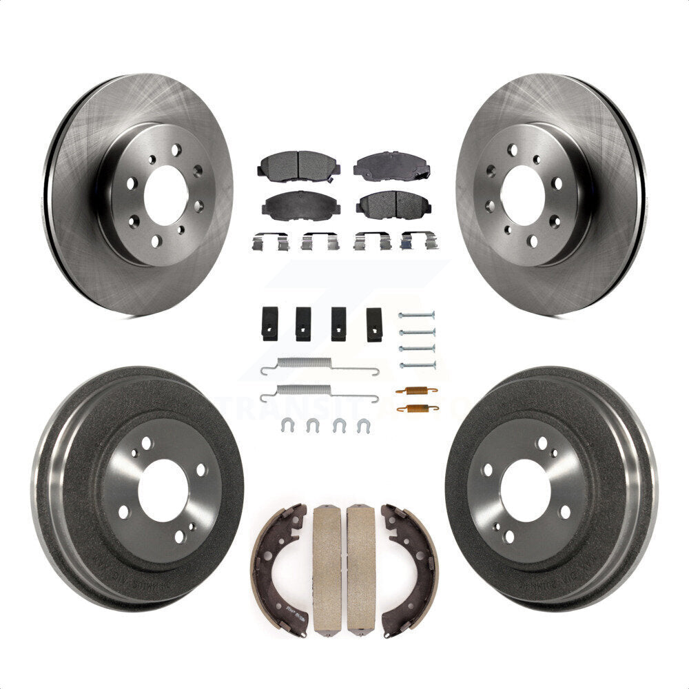 Front Rear Disc Brake Rotors Ceramic Pads And Drum Kit (7Pc) For Honda Civic K8T-102434 by Transit Auto