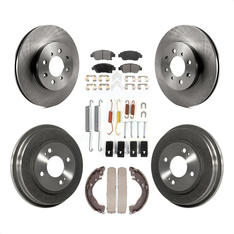 Front Rear Disc Brake Rotors Ceramic Pads And Drum Kit (7Pc) For Honda Fit K8T-102435 by Transit Auto