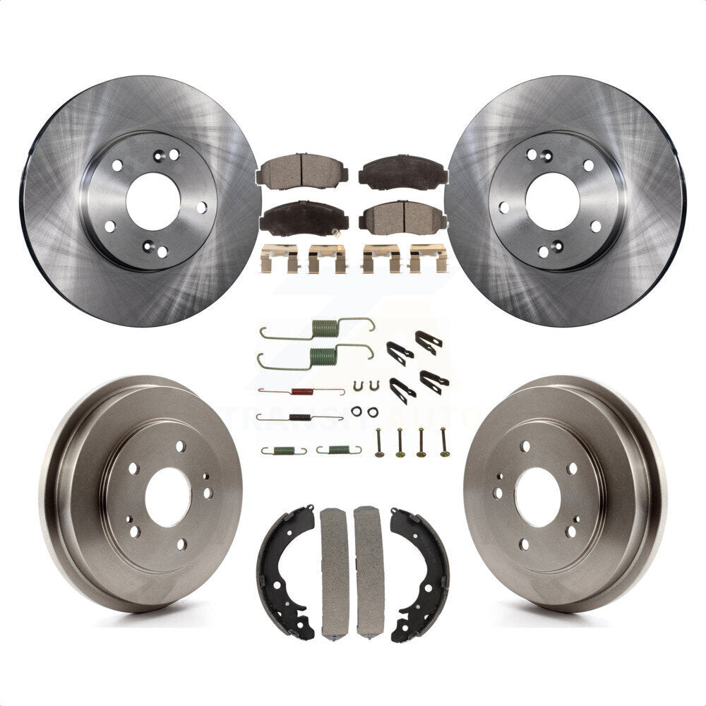 Front Rear Disc Brake Rotors Ceramic Pads And Drum Kit (7Pc) For Honda Accord Civic K8T-102465 by Transit Auto