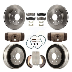 Front Rear Disc Brake Rotors Ceramic Pads And Drum Kit (9Pc) For Chevrolet Silverado 1500 GMC Sierra Classic With 7000 Lb GVW K8T-102635