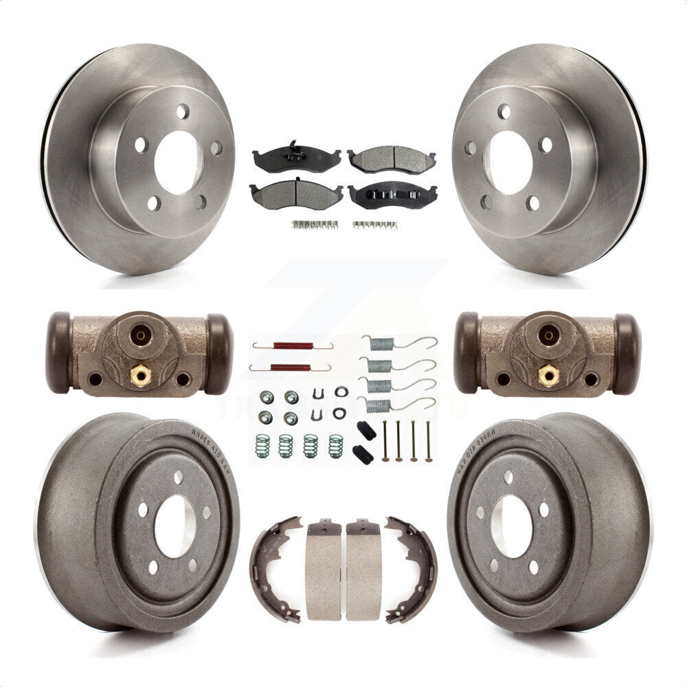 Front Rear Disc Brake Rotors Ceramic Pads And Drum Kit (9Pc) For Jeep Wrangler TJ K8T-102676 by Transit Auto