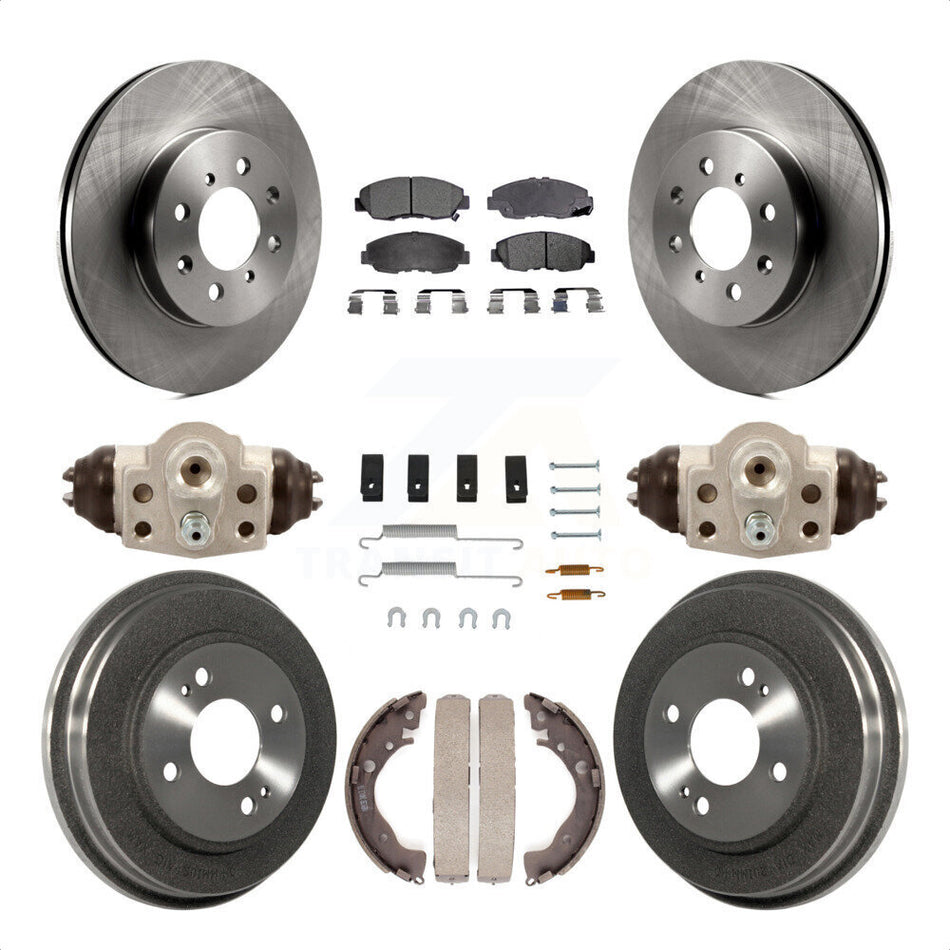 Front Rear Disc Brake Rotors Ceramic Pads And Drum Kit (9Pc) For Honda Insight K8T-102694 by Transit Auto