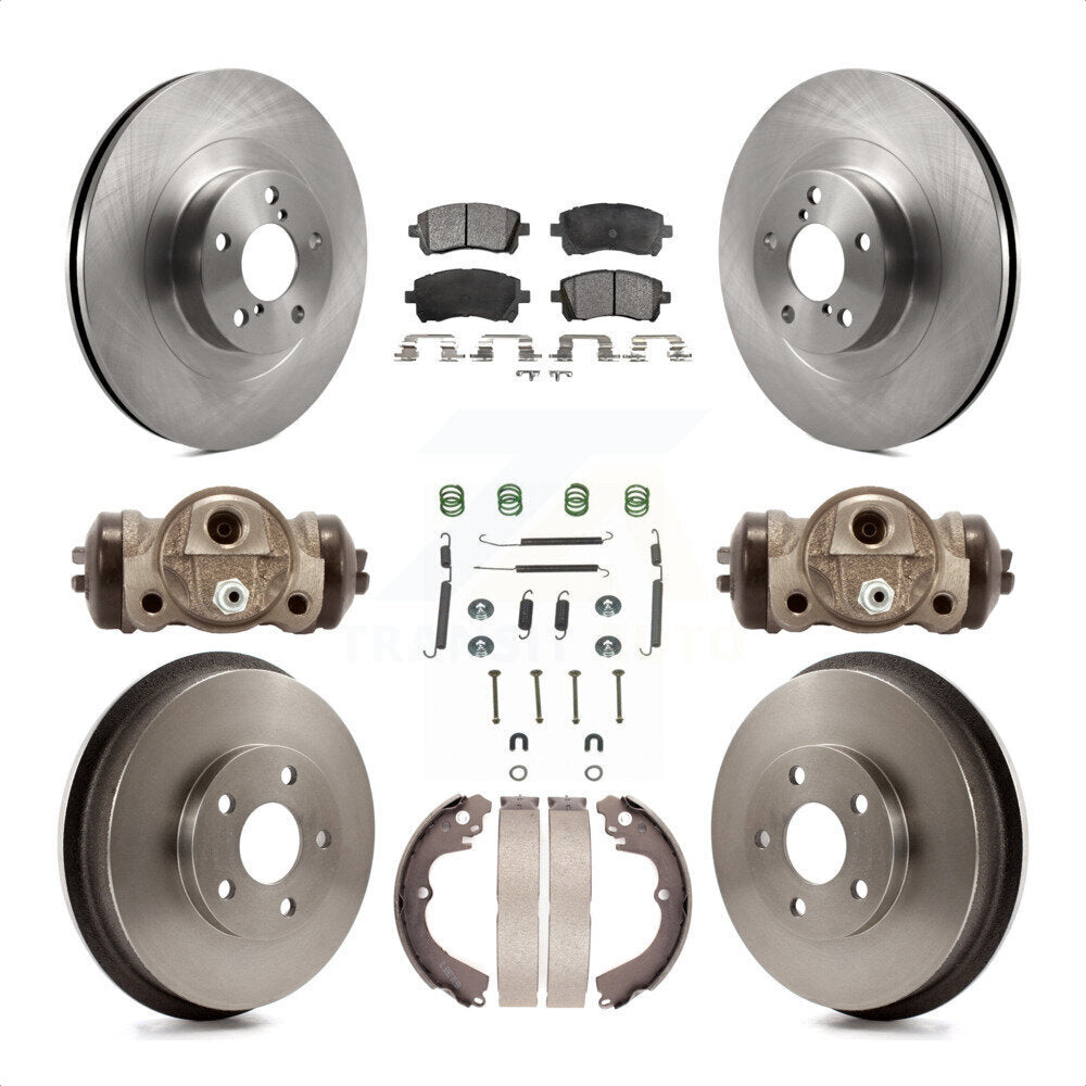 Front Rear Disc Brake Rotors Ceramic Pads And Drum Kit (9Pc) For Subaru Impreza WRX K8T-102715 by Transit Auto