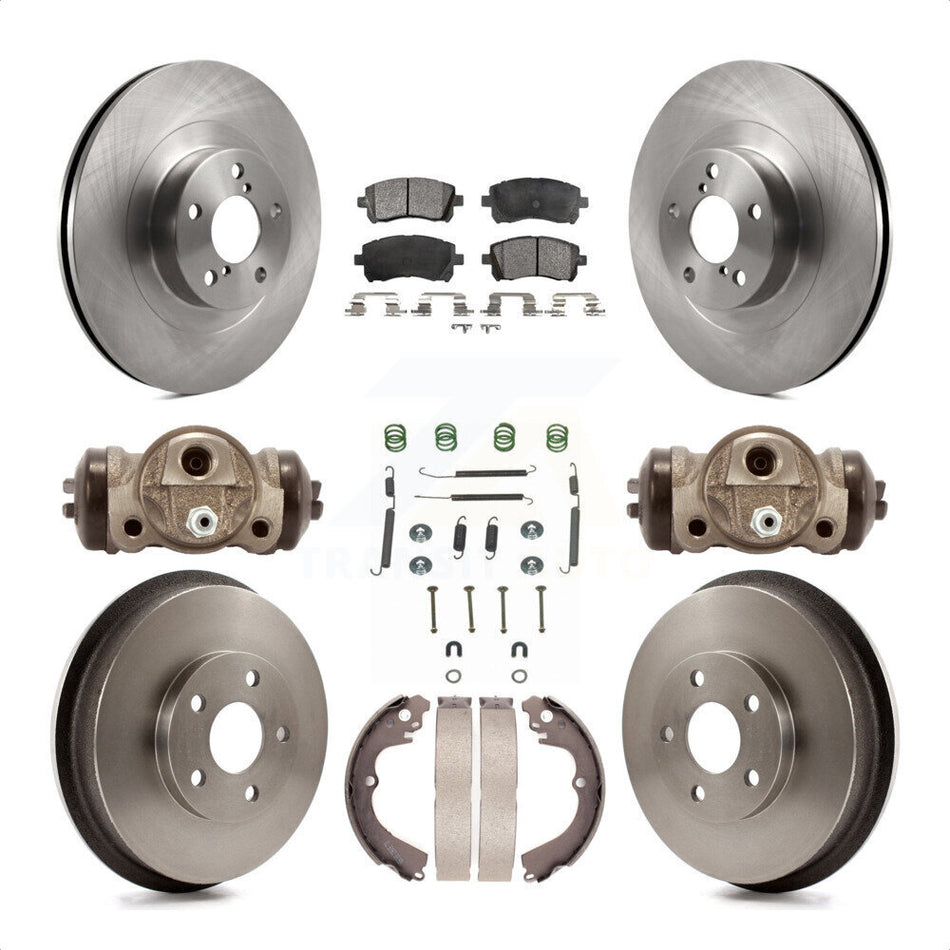 Front Rear Disc Brake Rotors Ceramic Pads And Drum Kit (9Pc) For Subaru Impreza WRX K8T-102715 by Transit Auto