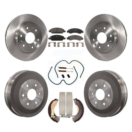 Front Rear Disc Brake Rotors Ceramic Pads And Drum Kit (7Pc) For 2009-2009 Chevrolet Silverado 1500 GMC Sierra Except Vehicles Using Hold Down Pins K8T-102751 by Transit Auto