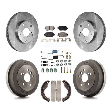 Front Rear Disc Brake Rotors Ceramic Pads And Drum Kit (7Pc) For 2005 Toyota Camry Base LE Vehicles Manufactured In USA K8T-102794 by Transit Auto