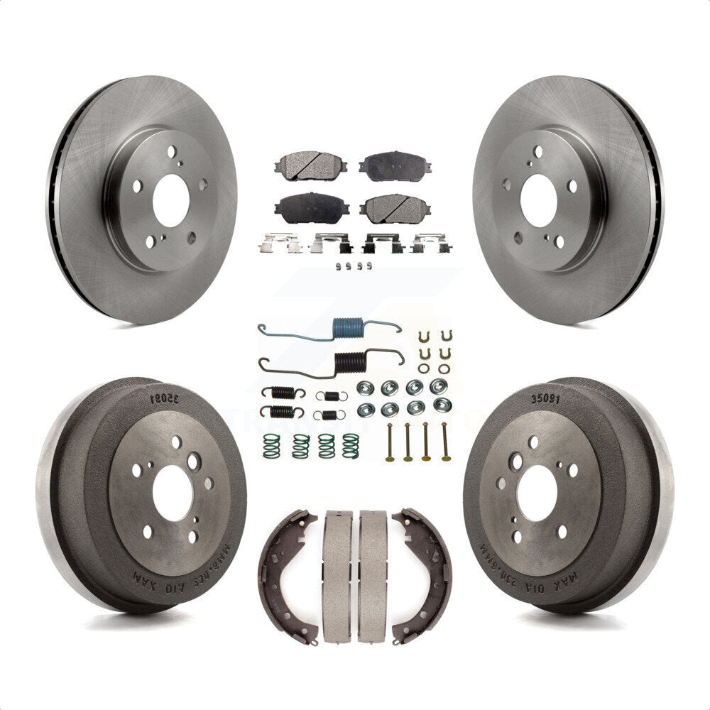 Front Rear Disc Brake Rotors Ceramic Pads And Drum Kit (7Pc) For 2005 Toyota Camry SE XLE Vehicles Manufactured In USA K8T-102823 by Transit Auto