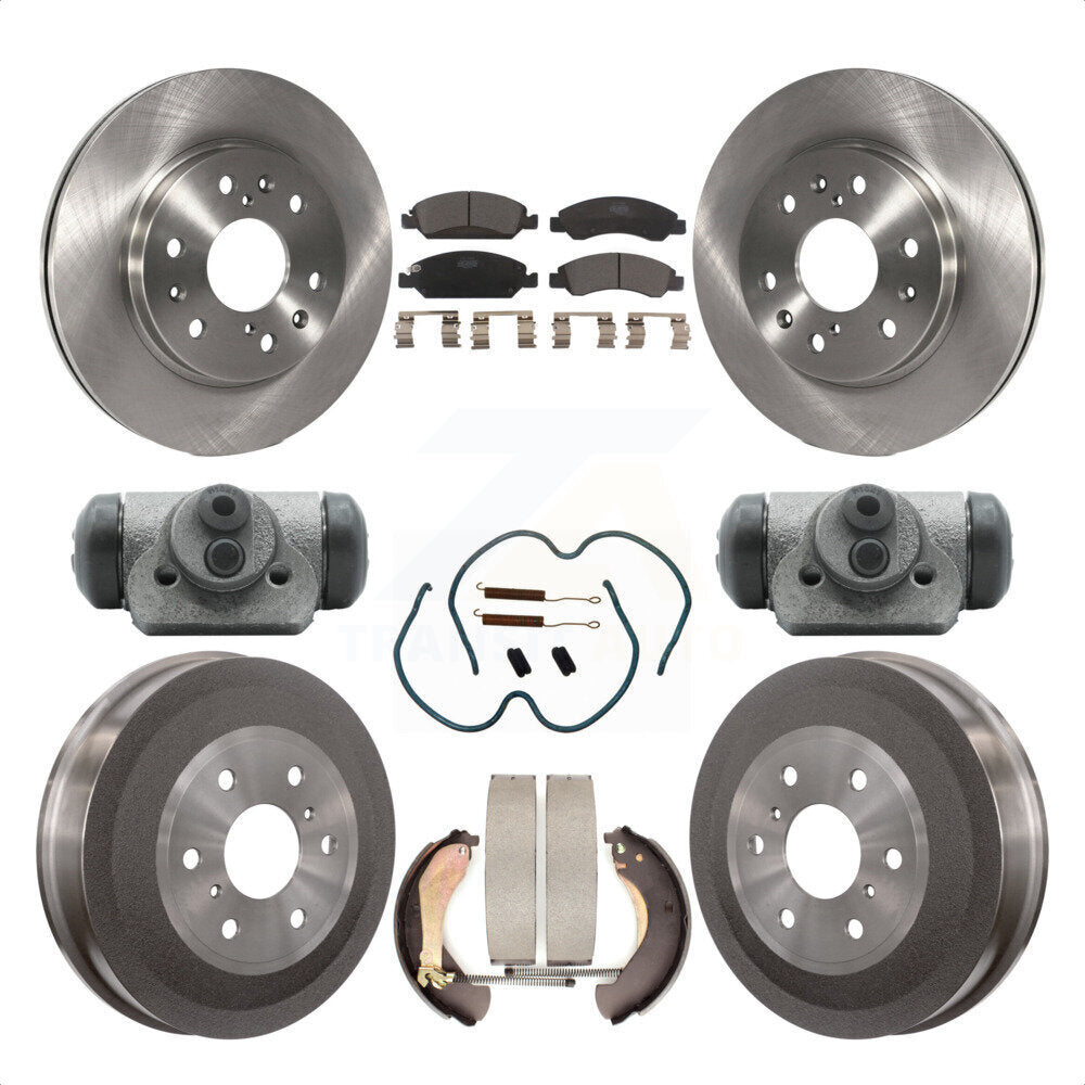 Front Rear Disc Brake Rotors Ceramic Pads And Drum Kit (9Pc) For 2009-2009 Chevrolet Silverado 1500 GMC Sierra Except Vehicles Using Hold Down Pins With 6400 Lb GVW K8T-102904 by Transit Auto