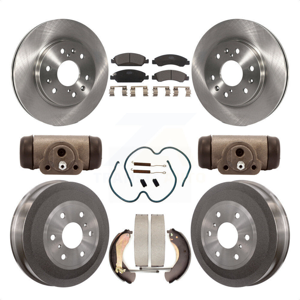 Front Rear Disc Brake Rotors Ceramic Pads And Drum Kit (9Pc) For 2009-2009 Chevrolet Silverado 1500 GMC Sierra Except Vehicles Using Hold Down Pins With 7000 Lb GVW K8T-102905 by Transit Auto