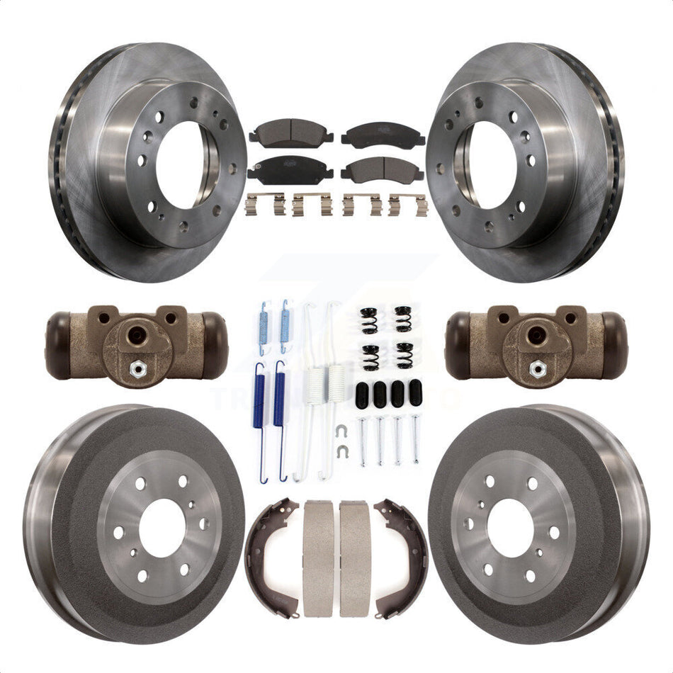 Front Rear Disc Brake Rotors Ceramic Pads And Drum Kit (9Pc) For 2011 Chevrolet Silverado 1500 Hybrid With 6400 Lb GVW K8T-102911 by Transit Auto