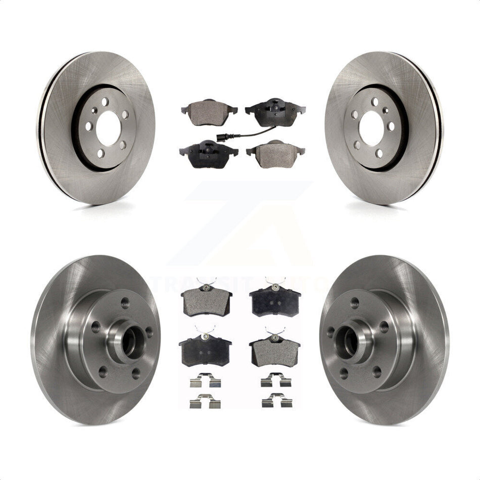 Front Rear Disc Brake Rotors Hub Assembly And Ceramic Pads Kit For 1999 Volkswagen Golf 2.8L 7th 8th Digit Of VIN Is "1H" With 5 Lug Wheels K8T-103470 by Transit Auto