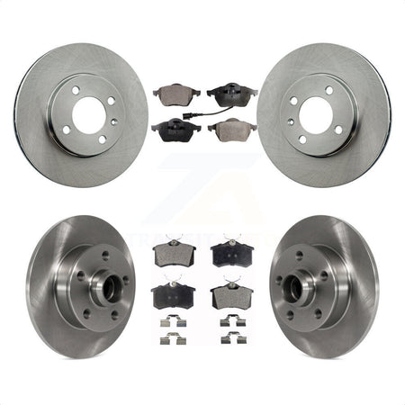 Front Rear Disc Brake Rotors Hub Assembly And Ceramic Pads Kit For 1996-1997 Volkswagen Jetta 2.8L With 256mm Diameter Rotor K8T-103472 by Transit Auto