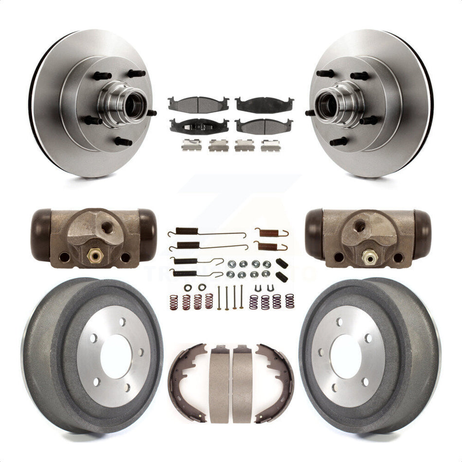 Front Rear Disc Brake Rotors Ceramic Pads And Drum Kit (9Pc) For Ford E-150 Econoline Club Wagon K8T-103476 by Transit Auto